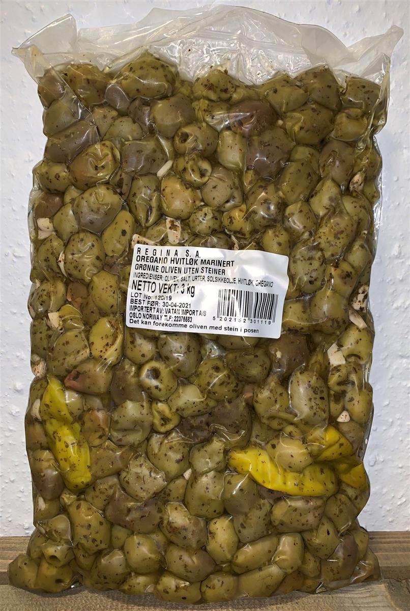 Oliven hvitløk/oreganomarinert 2x3 kg
